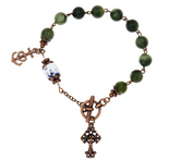 Connemara Marble Bronzetone Antiqued White Rosary Bracelet Avg